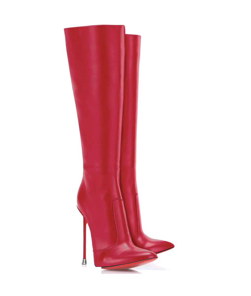 Dorbeon 120 Aubergine · Charlotte Luxury Boots · Luxury High Heel Pointy Boots · Di Marni - Vicenzo Rossi · Custom made · Made to measure · Luxury Pointy High Heel Boots · Stiletto Boots