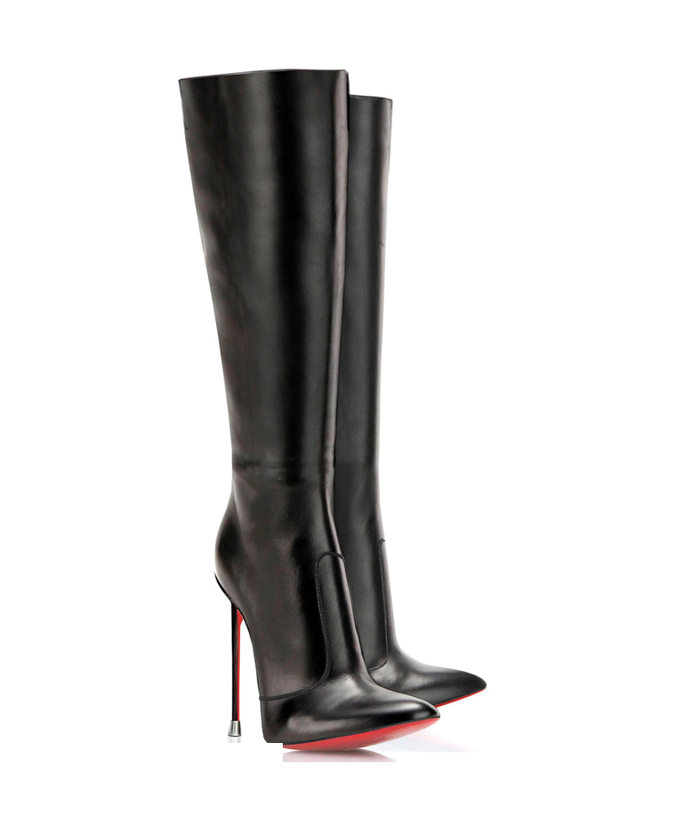Dorbeon 120 Black · Charlotte Luxury Boots · Luxury High Heel Pointy Boots · Di Marni - Vicenzo Rossi · Custom made · Made to measure · Luxury Pointy High Heel Boots · Stiletto Boots