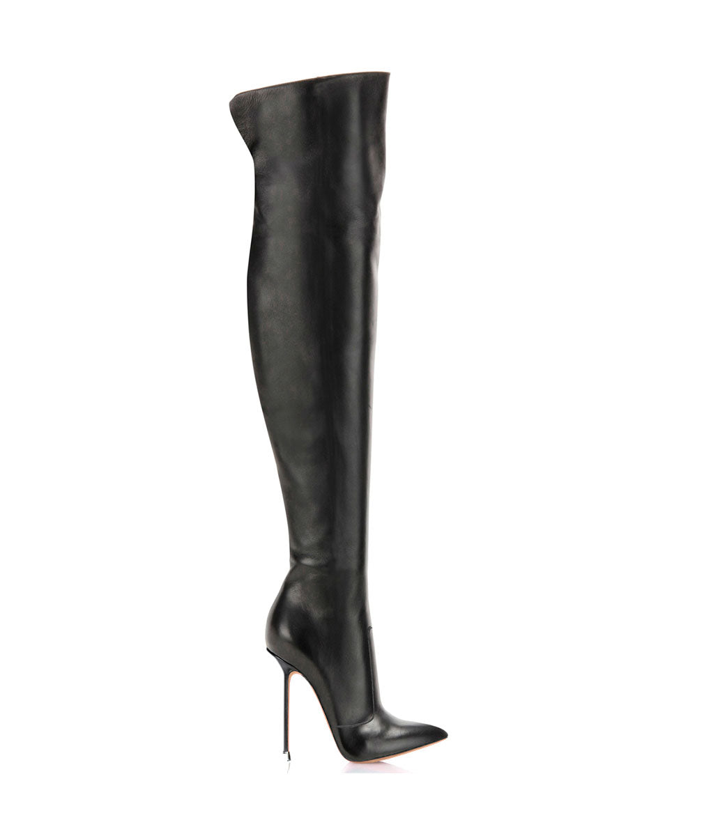 Guaran Black · Charlotte Luxury Boots · Luxury High Heel Pointy Boots · Di Marni - Vicenzo Rossi · Custom made · Made to measure · Luxury Over Knee High Heel Boots · Boots