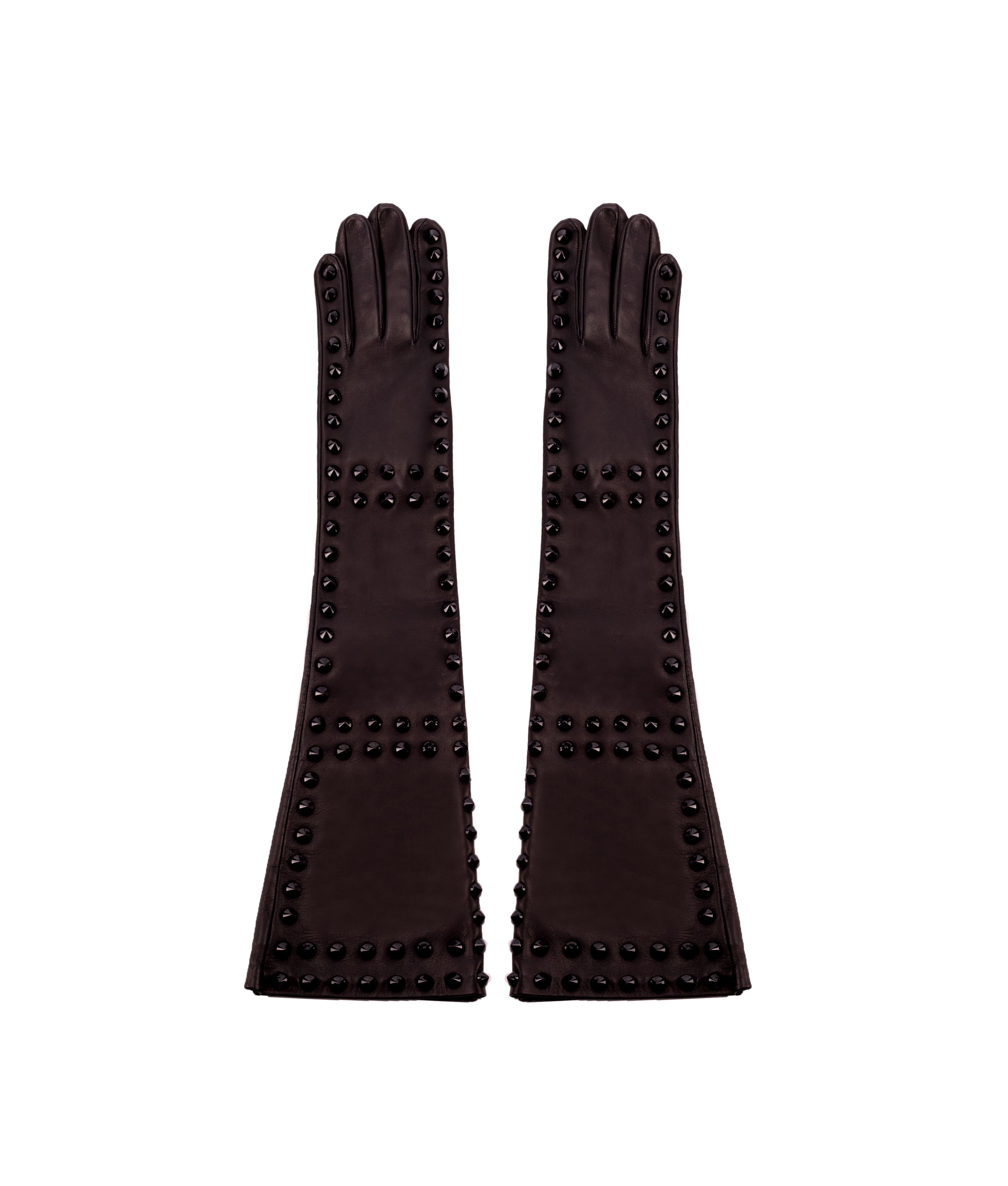 Acrux Black Studs 19" - Long Leather Woman Gloves - Ada de Angela - Special and fetishism leather long gloves covered with spikes studs. Ready to be your New Favorite Gloves in Your wardrobe - Long Opera Leather Gloves