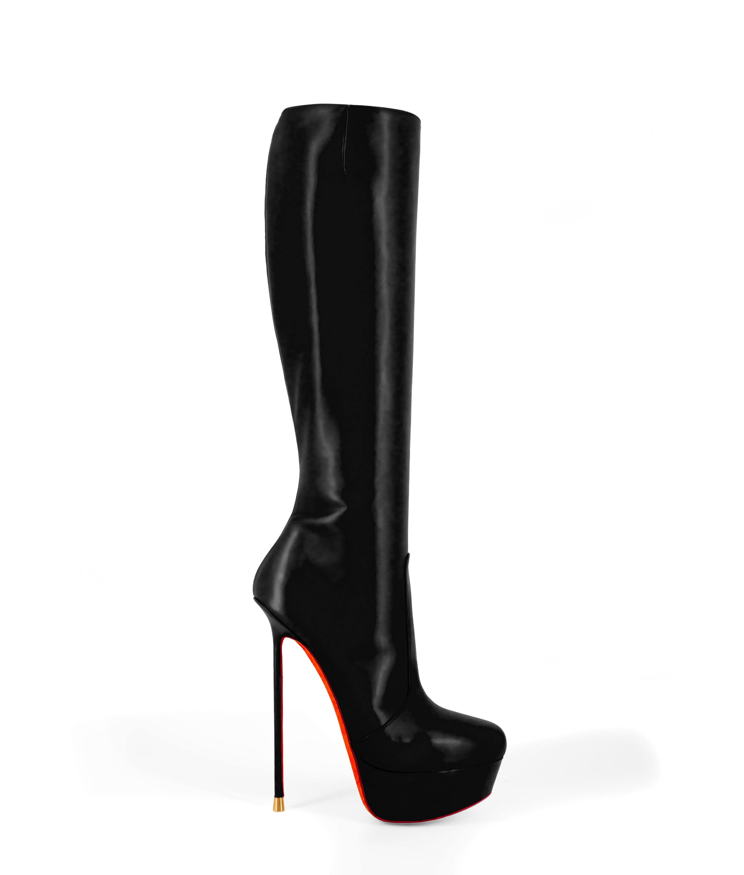 Demona 155 Black Nappa · Luxury High Heel Knee High Boots · Vicenzo Rossi · Charlotte Luxury Boots · Luxury High Heel Knee High Boots · Di Marni - Vicenzo Rossi · Custom made · Made to measure · Luxury Platform Boots · High Heel Boots