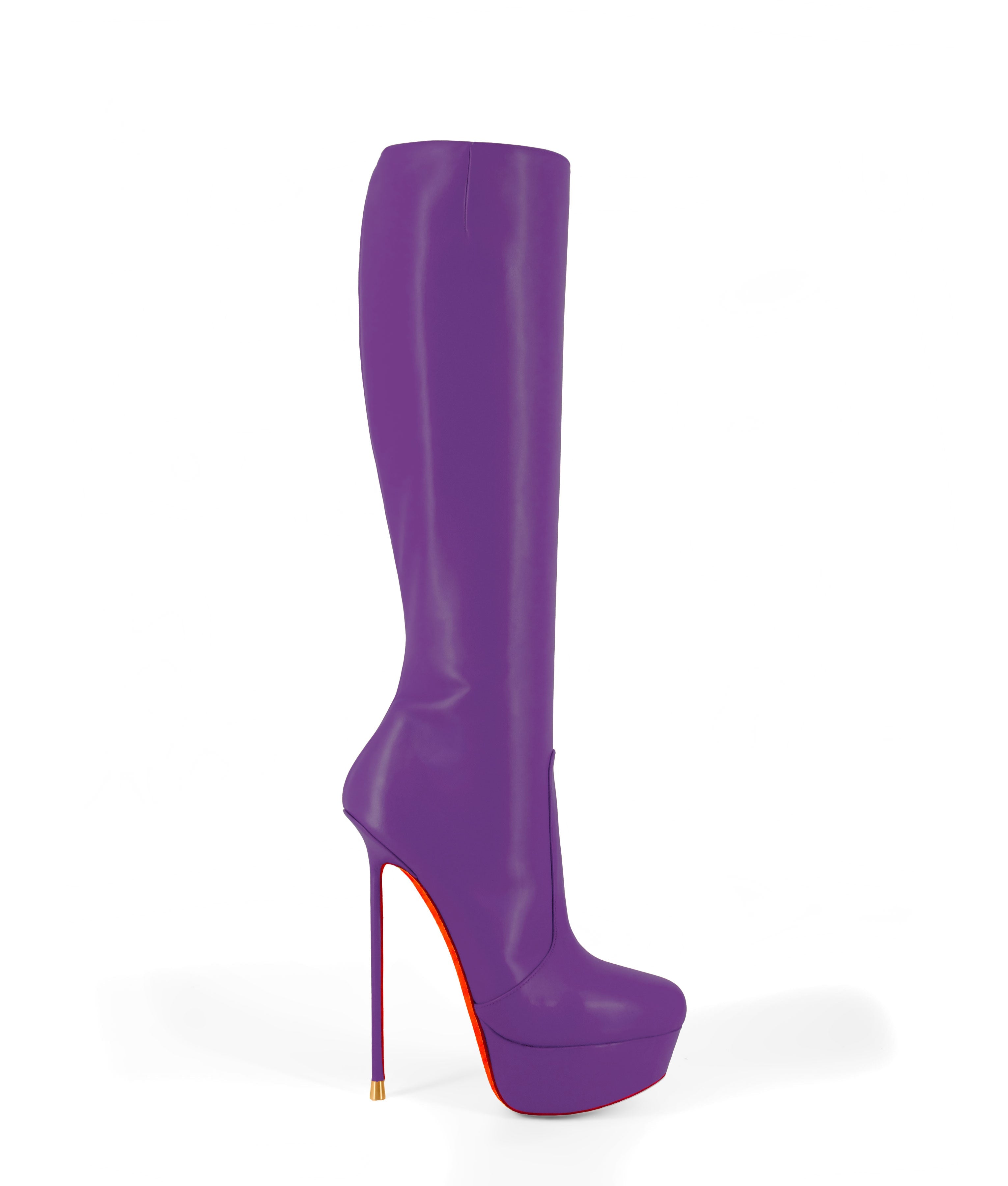 Demona 155 Purple Nappa · Luxury High Heel Knee High Boots · Vicenzo Rossi · Charlotte Luxury Boots · Luxury High Heel Knee High Boots · Vicenzo Rossi · Custom made · Made to measure · Luxury Platform Boots · High Heel Boots