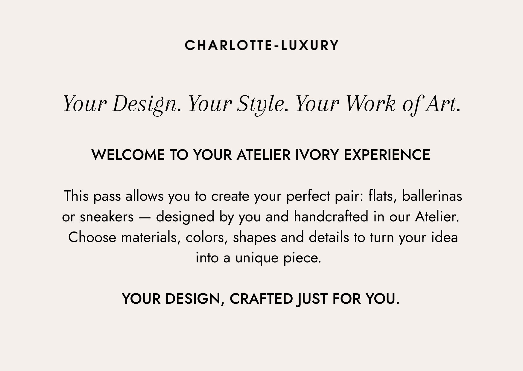 Atelier Ivory Pass – Custom Flat & Sneaker Experience