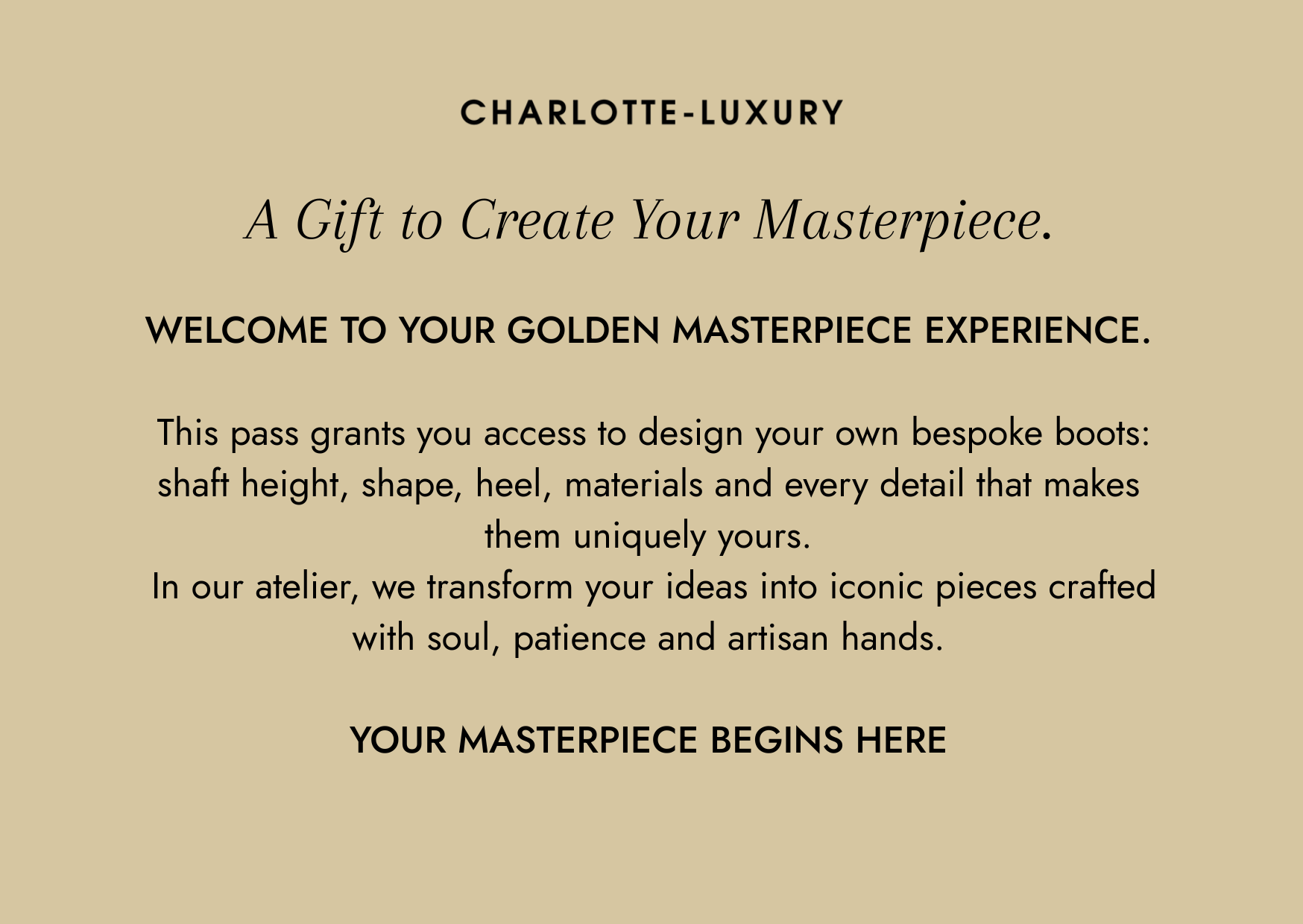 Golden Masterpiece Pass – Custom Made-to-Measure Boots Experience