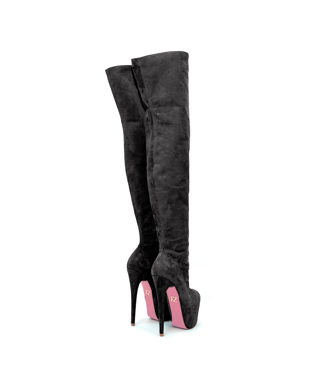Dinda Black Suede · Charlotte Luxury Boots · Luxury High Heel Thigh High Boots · Yarose Shulzhenko · Custom Made · Made to measure · Luxury High Heel Tall Boots · Boots