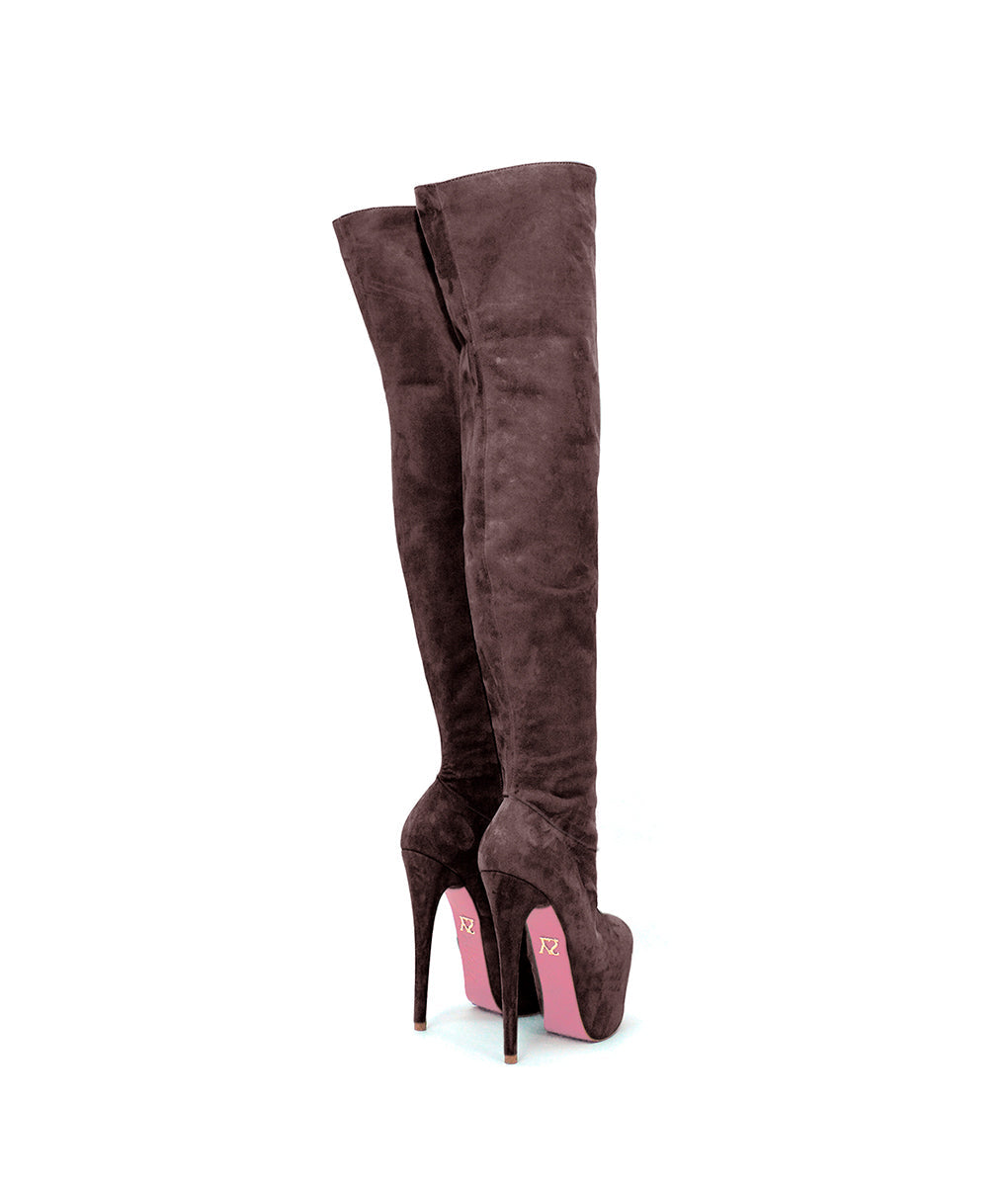 Dinda Brown Suede · Charlotte Luxury Boots · Luxury High Heel Thigh High Boots · Yarose Shulzhenko · Custom Made · Made to measure · Luxury High Heel Tall Boots · Boots