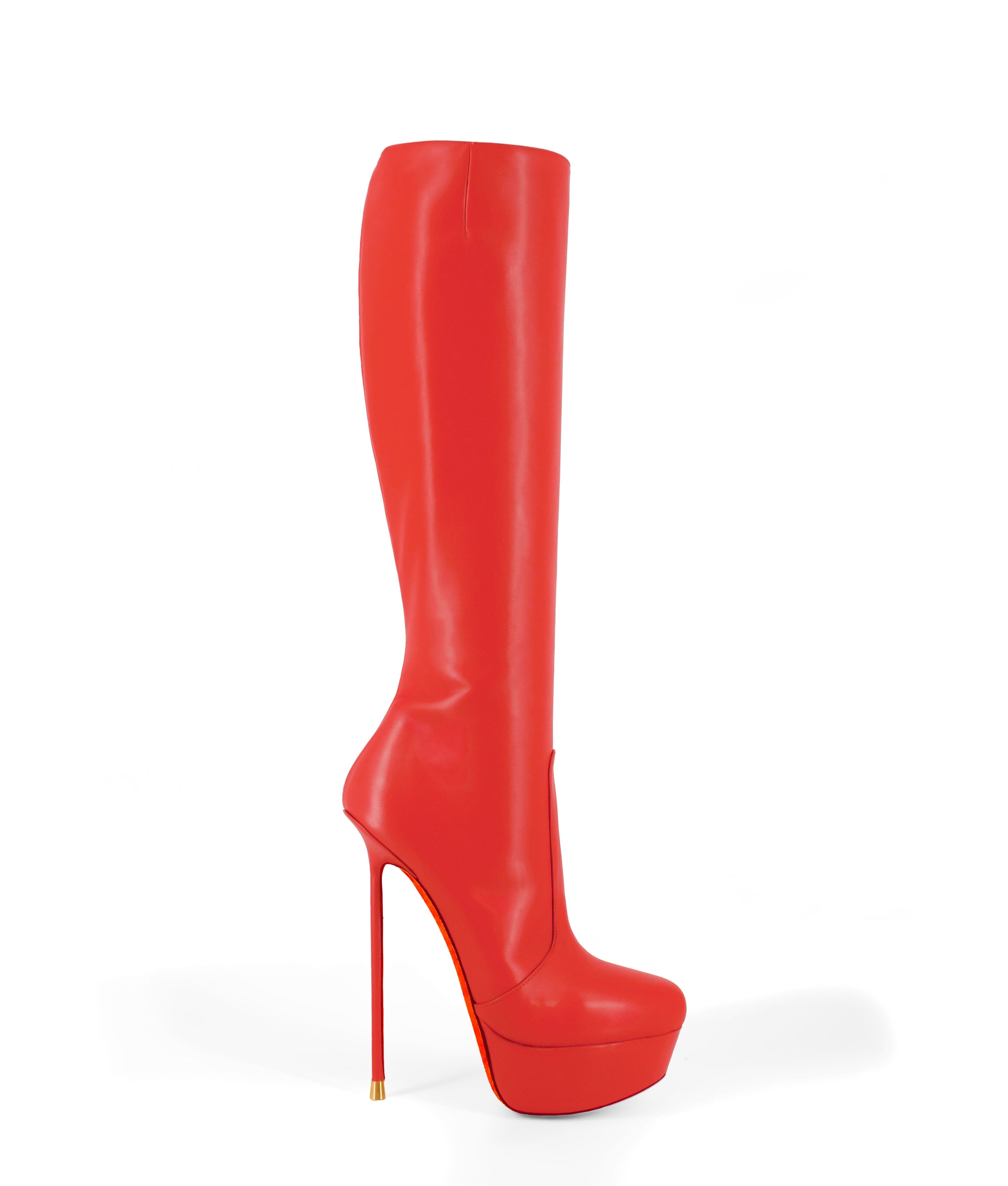 Demona 155 Red Nappa · Luxury High Heel Knee High Boots · Vicenzo Rossi  · Charlotte Luxury Boots · Luxury High Heel Knee High Boots ·  Vicenzo Rossi · Custom made · Made to measure · Luxury Platform Boots · High Heel Boots
